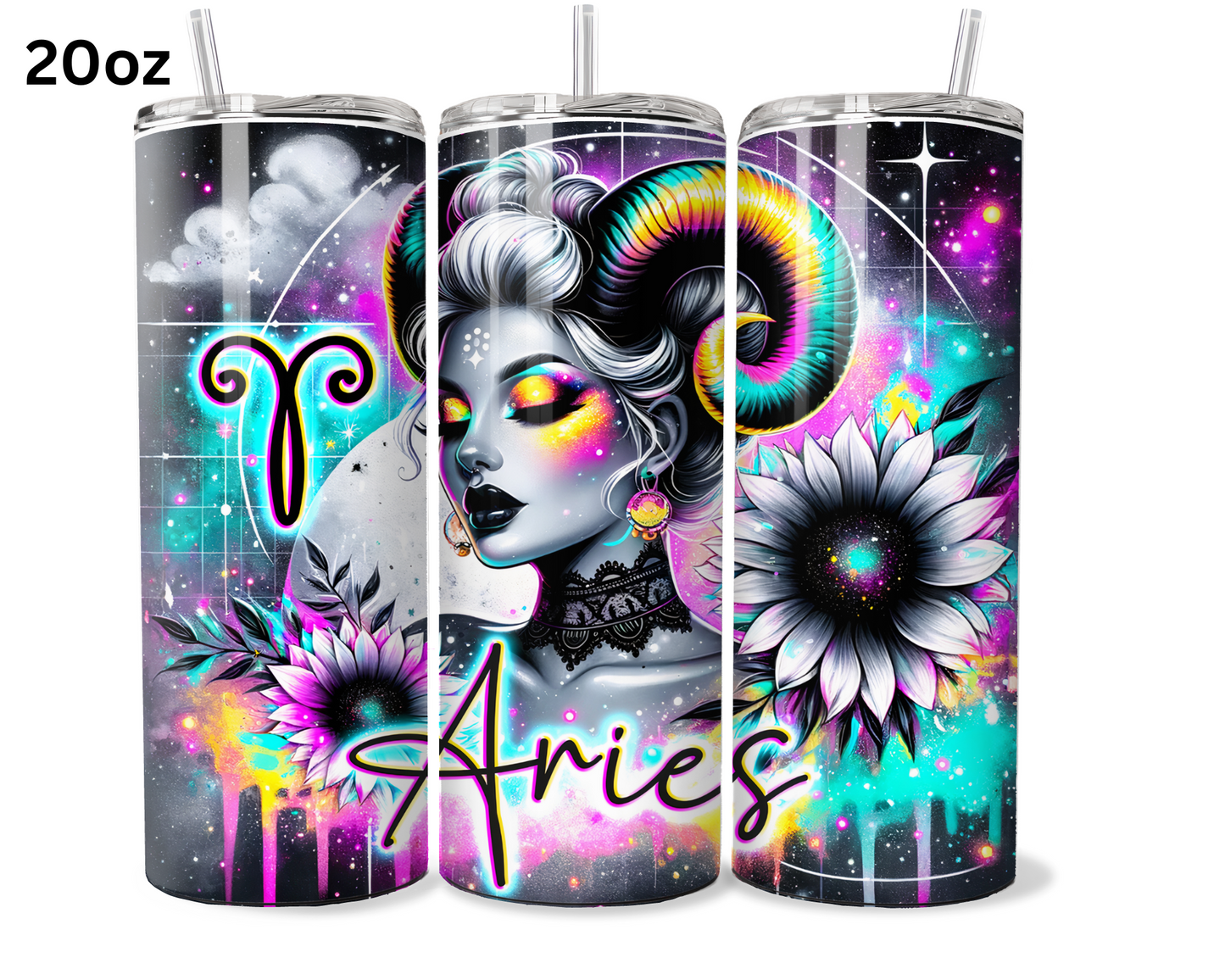 Neon Star Sign - Aries Tumbler (002)