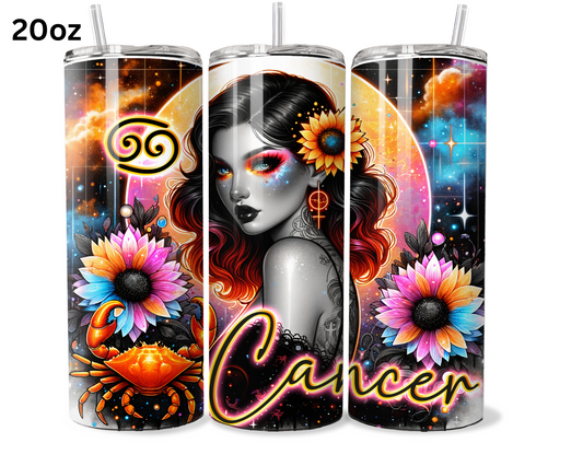 Neon Star Sign - Cancer Tumbler (004)