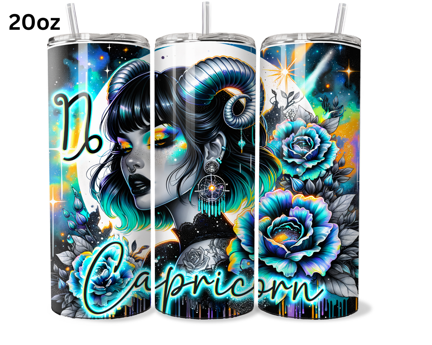 Neon Star Sign - Capricorn Tumbler (001)