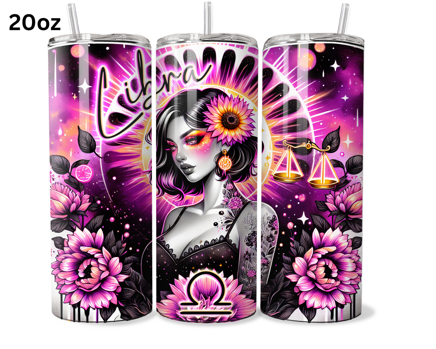 Neon Star Sign - Libra Tumbler (009)