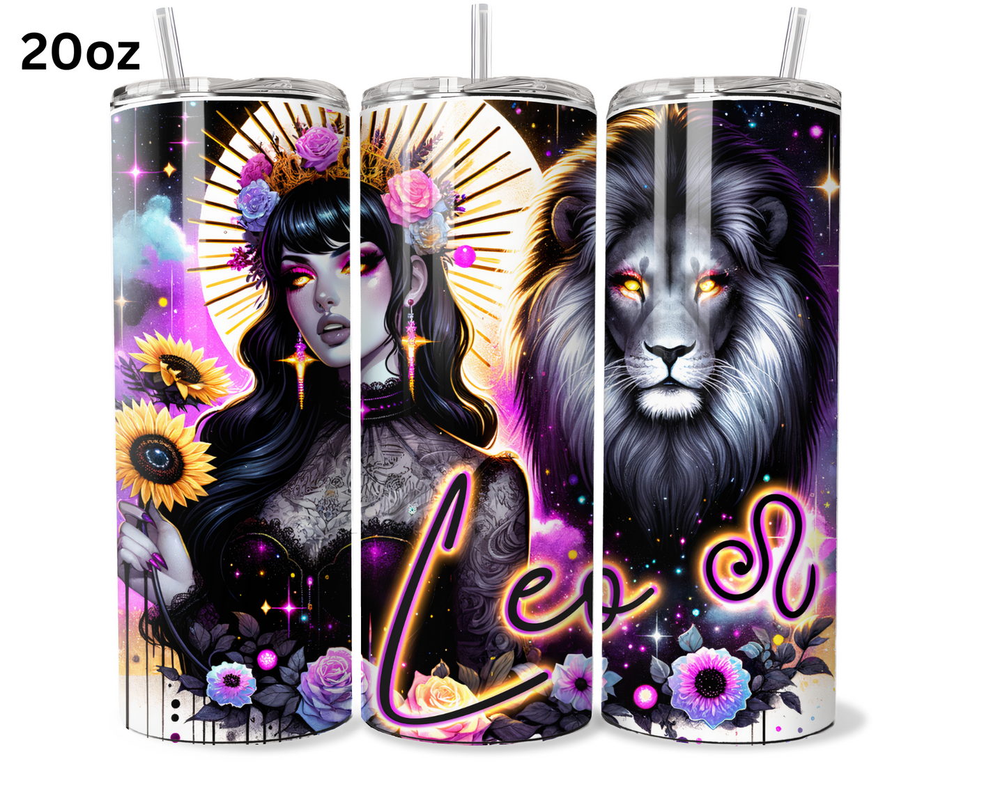 Neon Star Sign - Leo Tumbler (008)