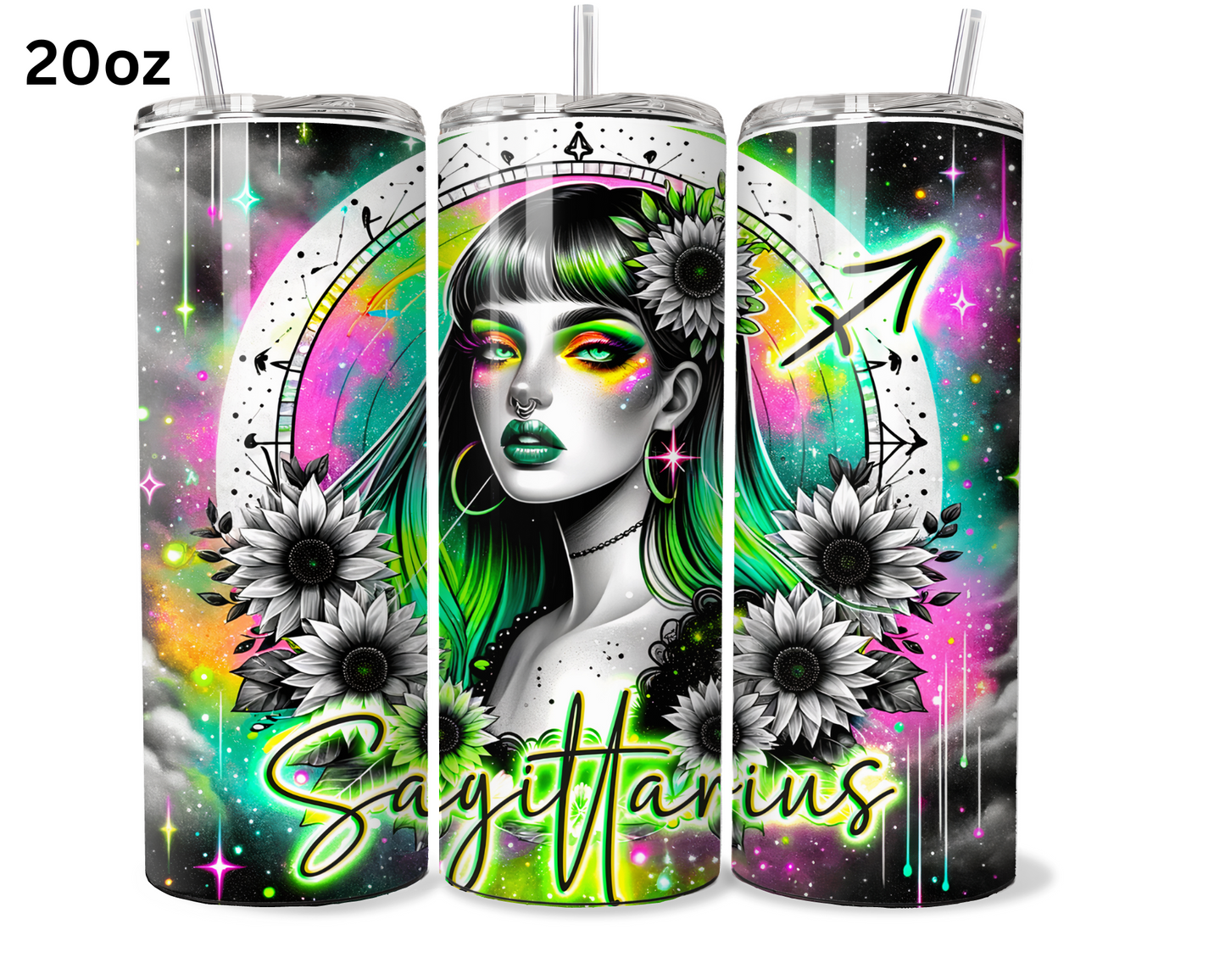 Neon Star Sign - Sagittarius Tumbler (011)