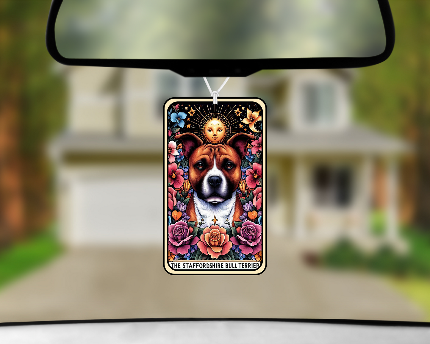 The Staffordshire Bull Terrier Tarot Card Car Air Freshener