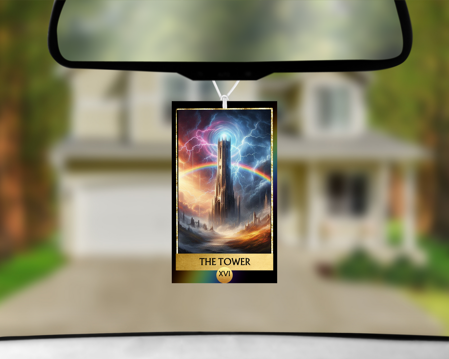 The Tower  XVI Tarot Card Car Air Freshener