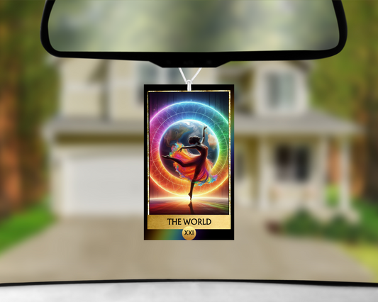 The World XXI Tarot Card Car Air Freshener