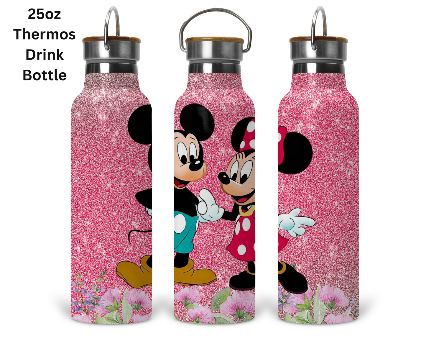 Mickey & Minnie Pink Glitter Tumbler