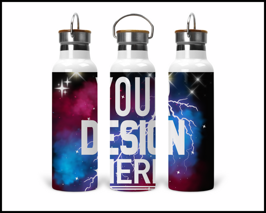 BUILD A CUP - 25oz Stainless Steel Sublimated Thermos Bottle with Wooden Lid