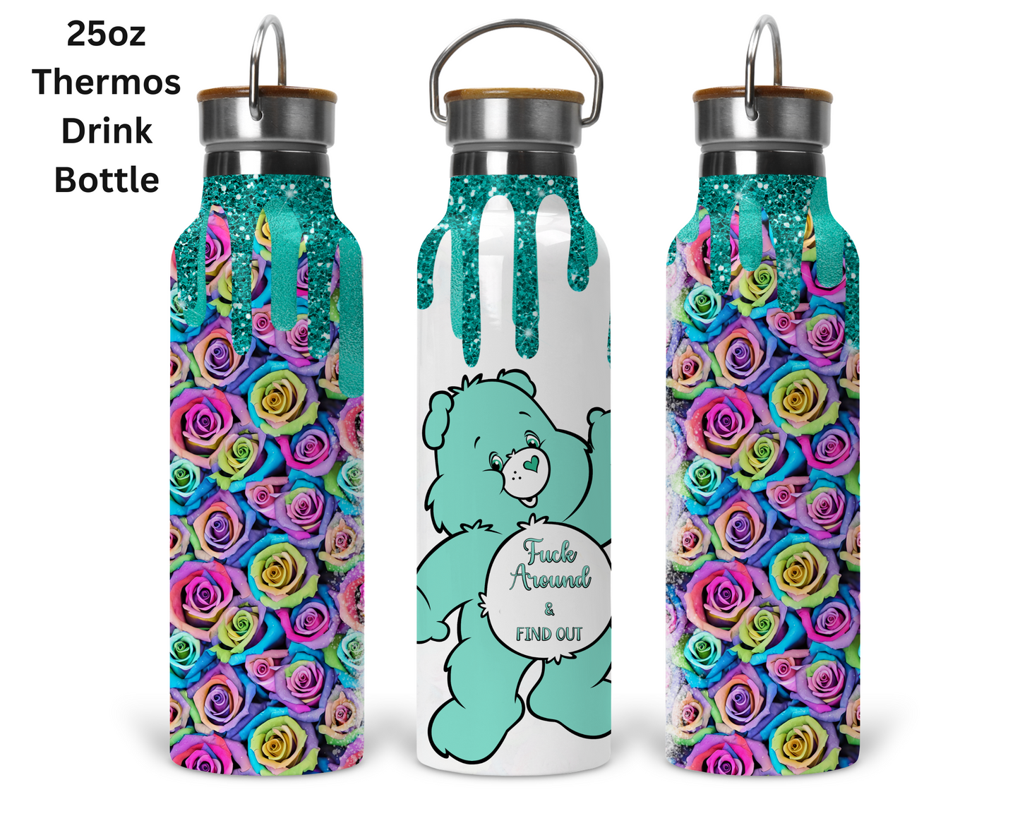 Fuxk Around & Find Out Teal Carebear Tumbler