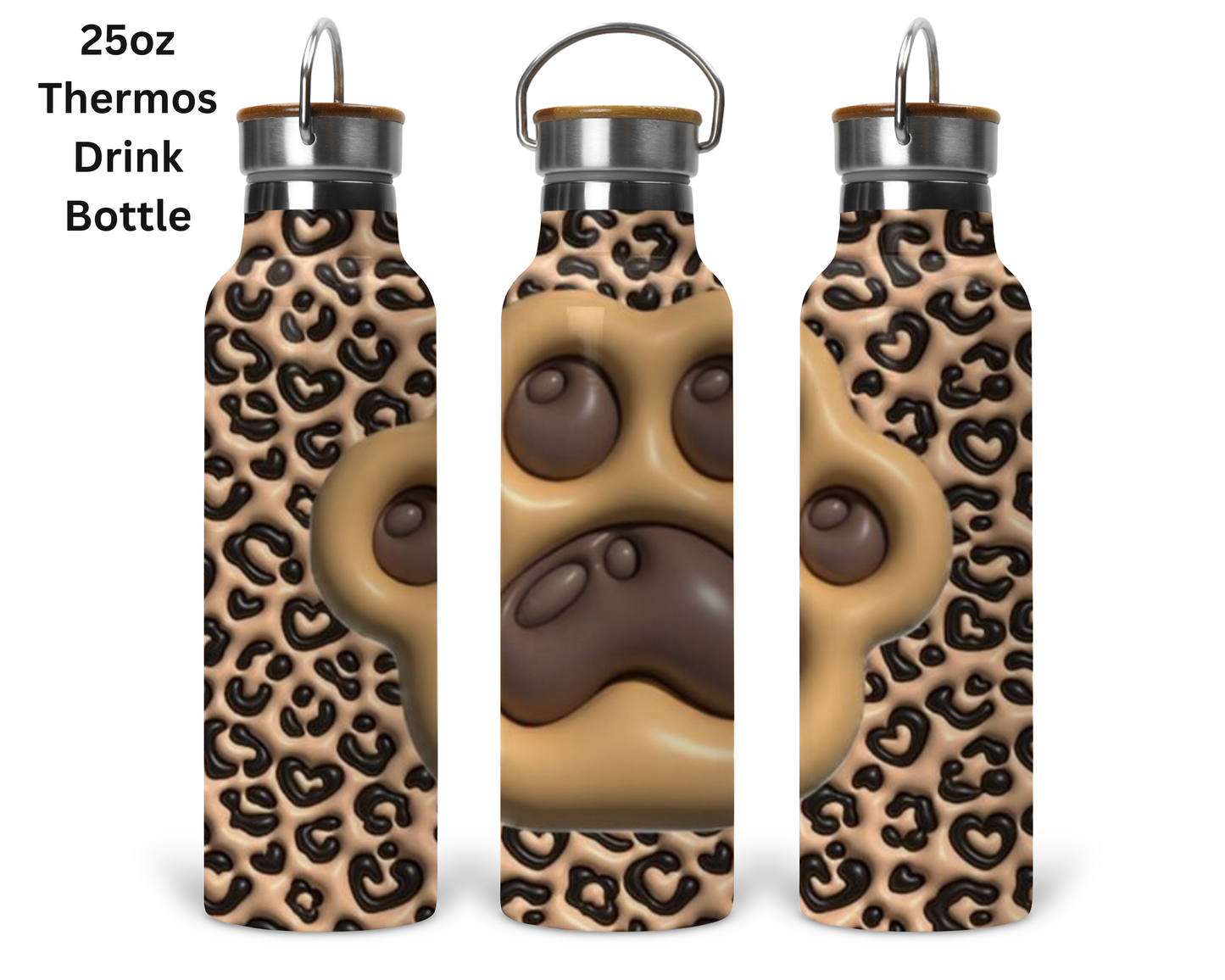 Puff Paw Print - Brown Tumbler