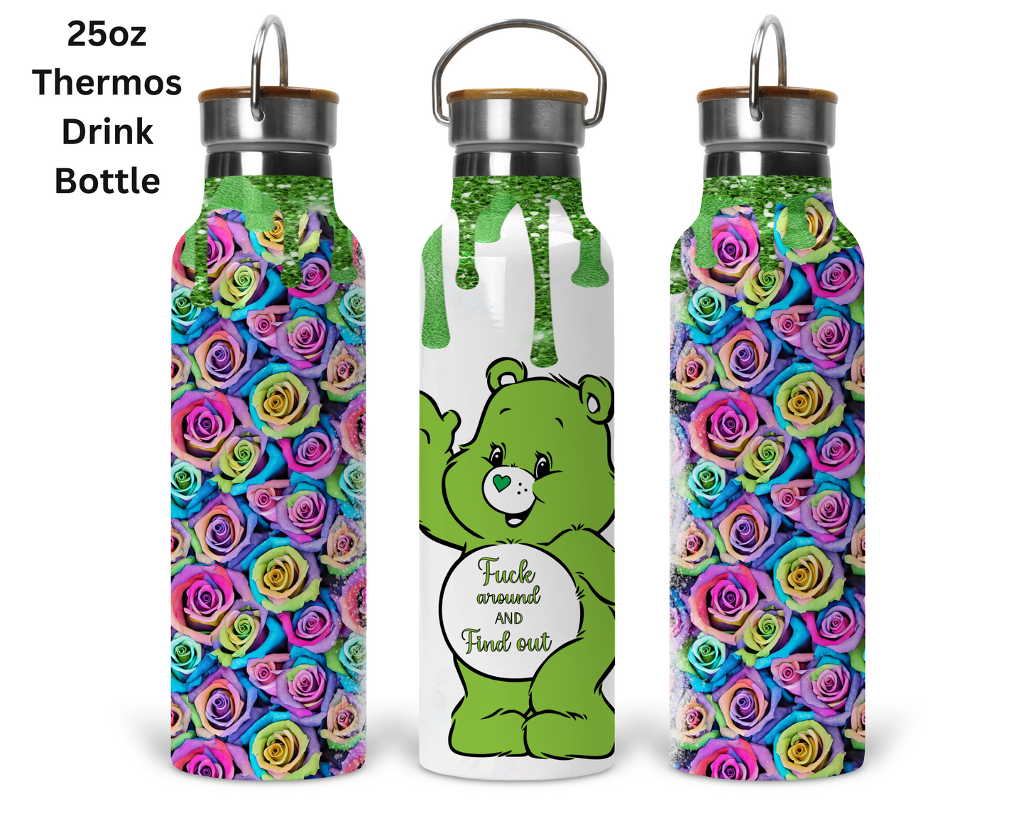 Fuxk Around & Find Out Green Carebear Tumbler