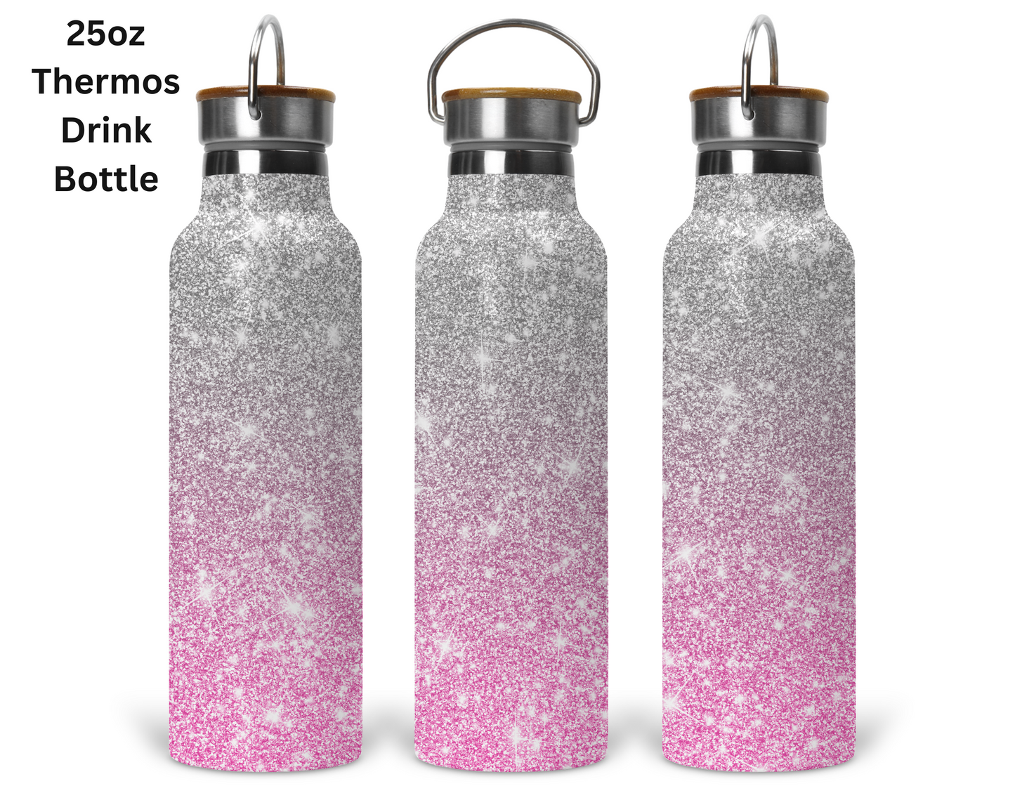 Silver Pink Glitter Tumbler