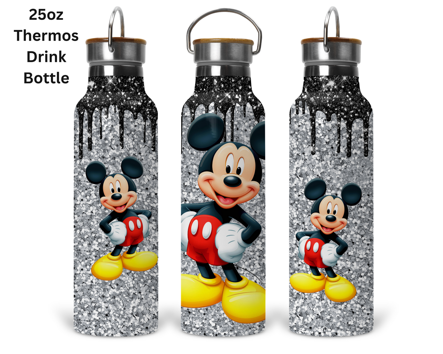 Black & Silver Glitter Mickey Tumbler