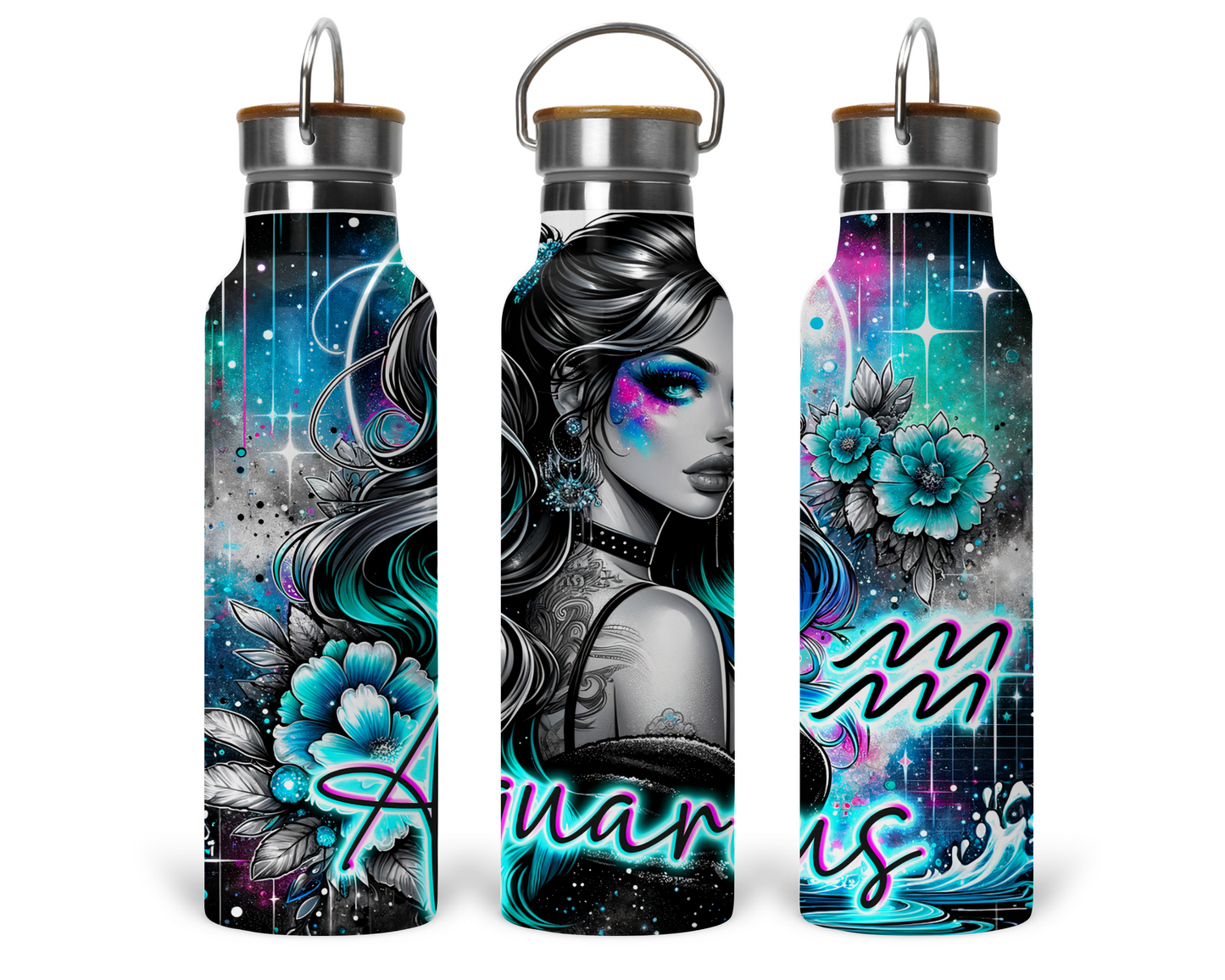 Neon Star Sign - Aquarius Tumbler (007)