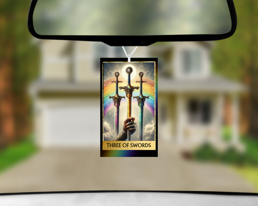 Three of Swords Tarot Card Car Air Freshener