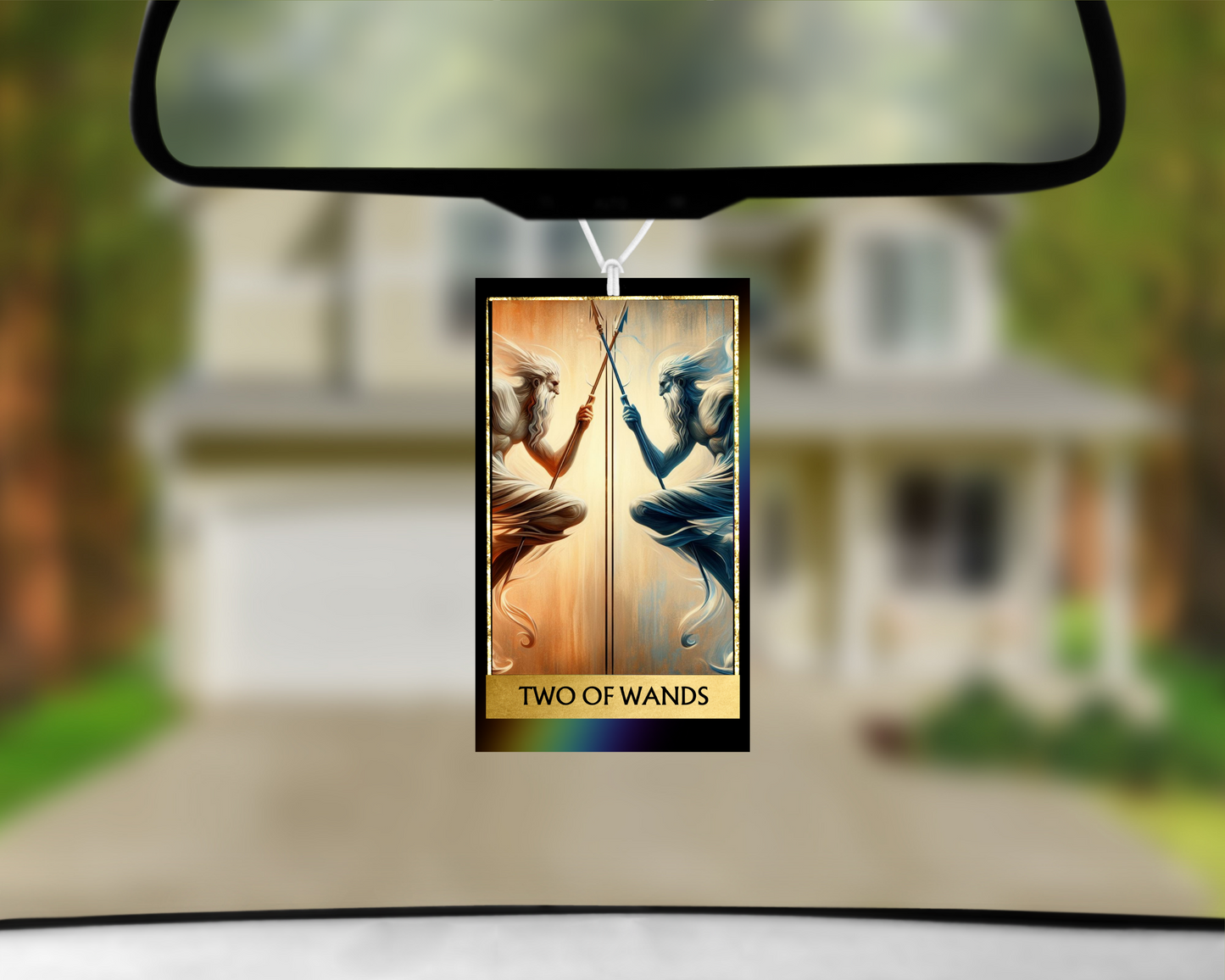 Two Of Swords Wands Tarot Card Car Air Freshener