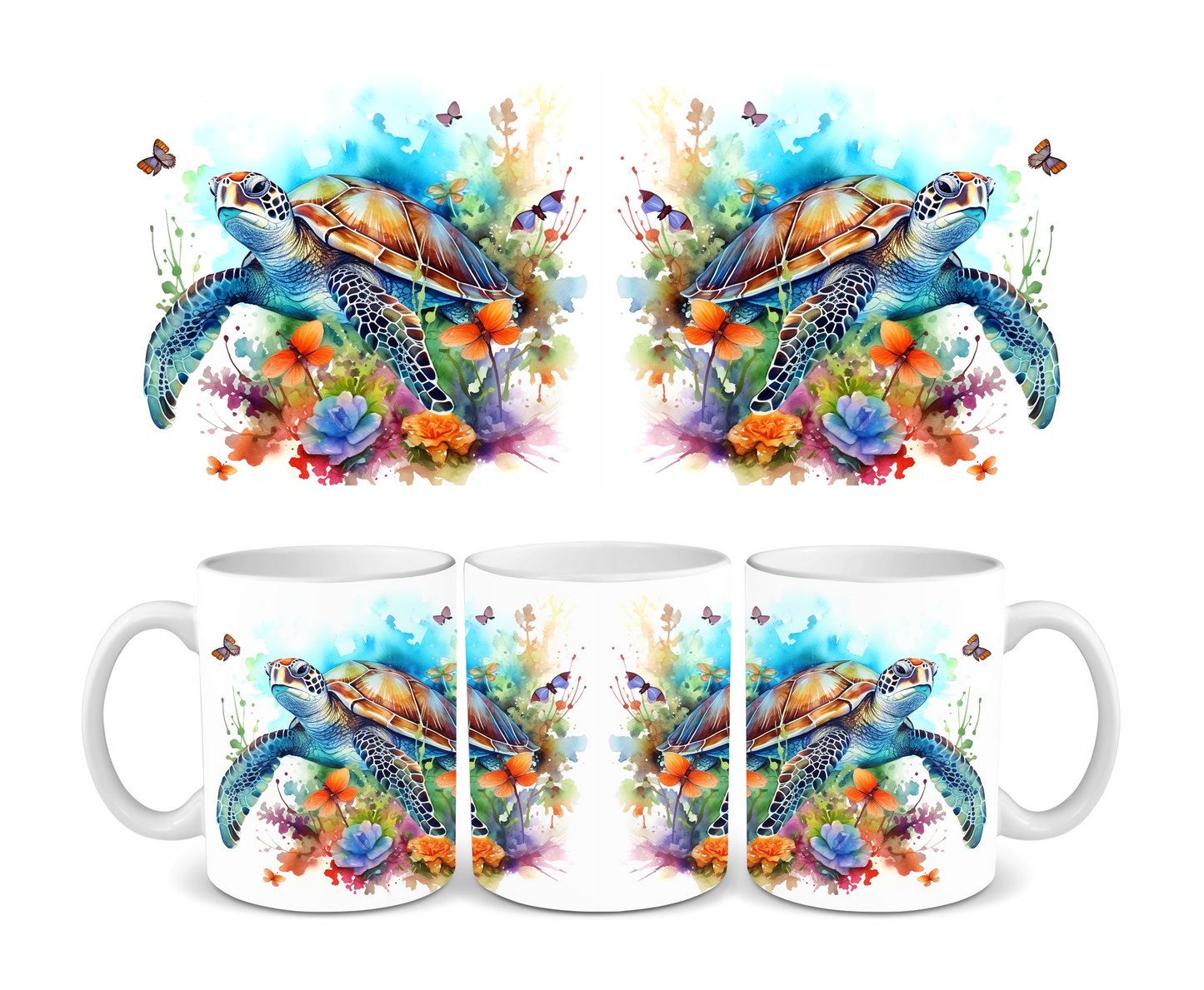 Watercolor Turtle Ceramic Mug