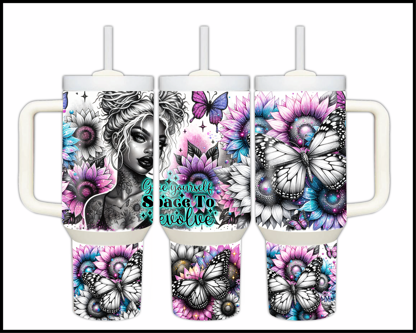 Give Yourself Space To Evolve Stainless Steel Big 40oz Tumbler (047)