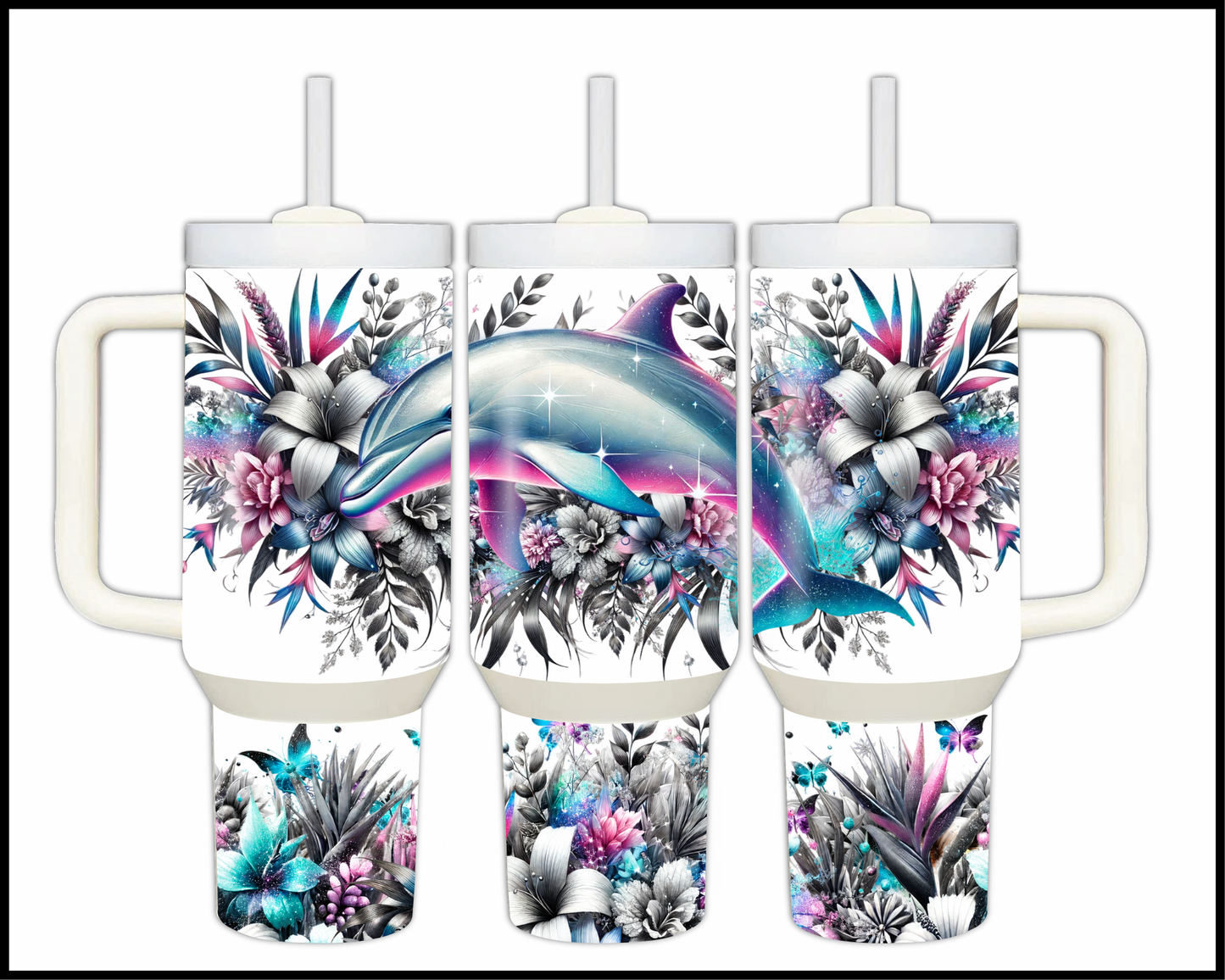 Dreamy Dolphin Oasis Stainless Steel Big 40oz Tumbler (067)