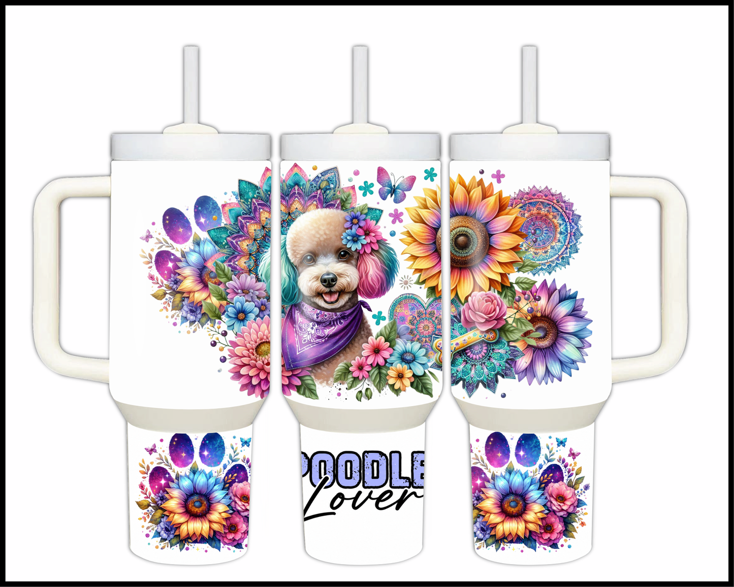 Poodle Lover Stainless Steel Big 40oz Tumbler (076)