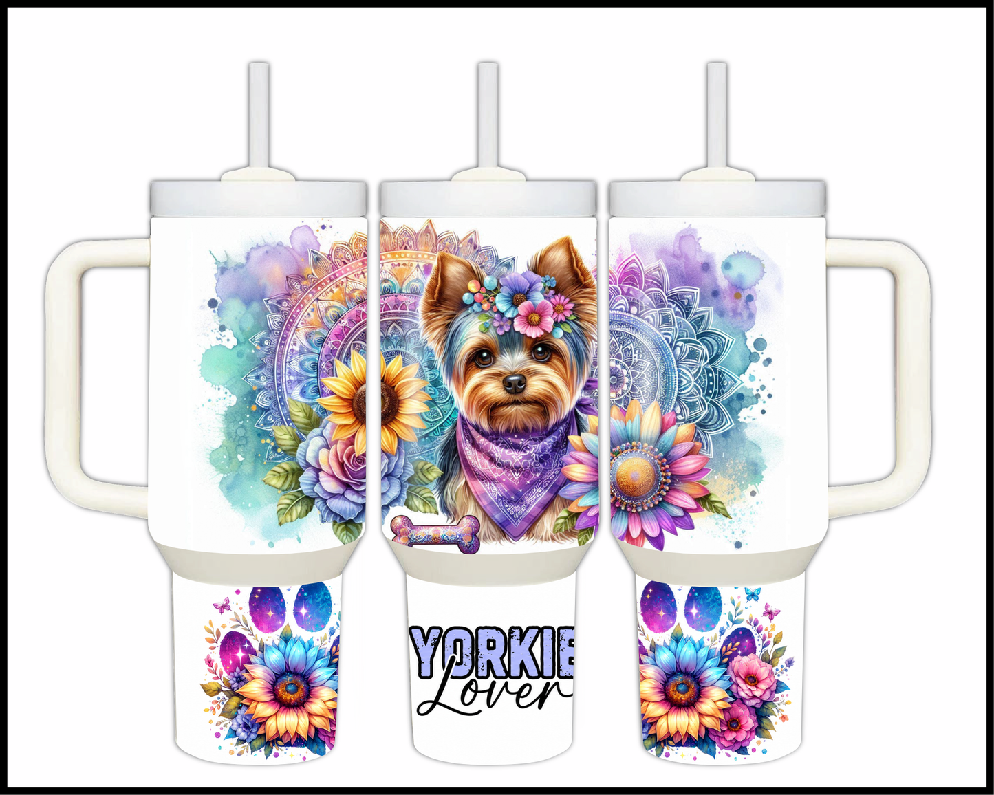 Yorkie Lover Stainless Steel Big 40oz Tumbler (079)