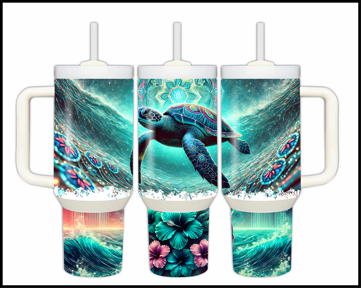 Mystic Marine Hibiscus Stainless Steel Big 40oz Tumbler (082)