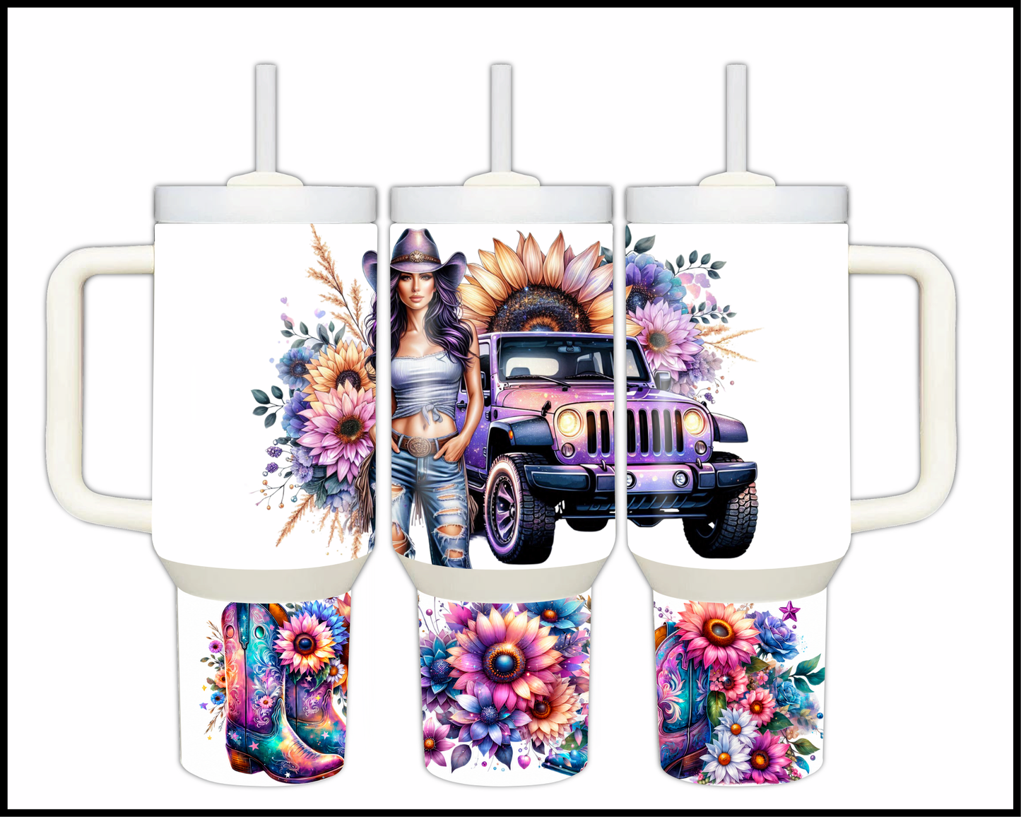 Off-Road Cowgirl Stainless Steel Big 40oz Tumbler (094)