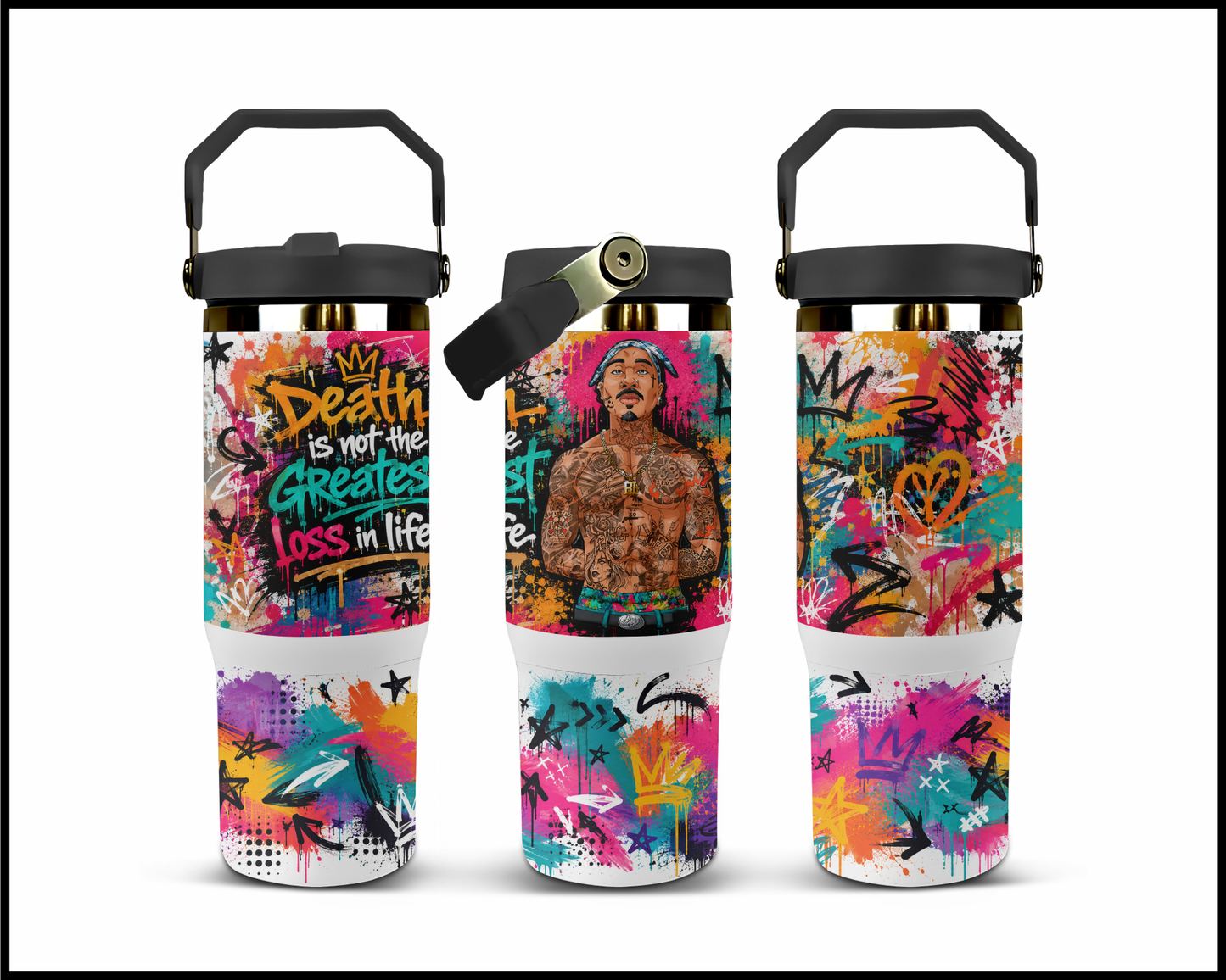 Tupac Shakur Big Guzzler Stainless Steel Tumbler (1057)