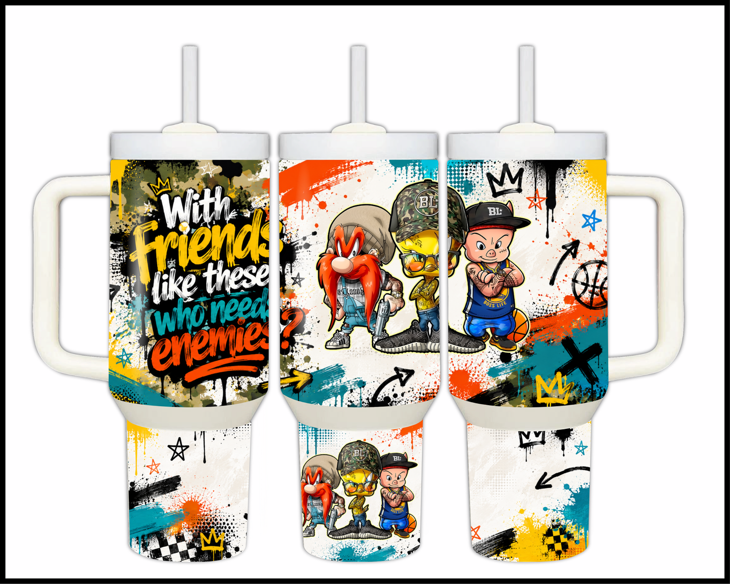 Who Needs Enemies Big Guzzler Stainless Steel Tumbler (1059)