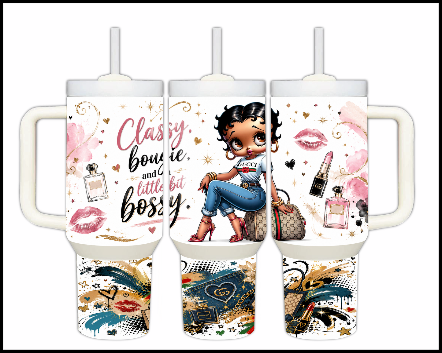 Classy, Bougie & A Little Bit Classy Big Guzzler Stainless Steel Tumbler (1061)