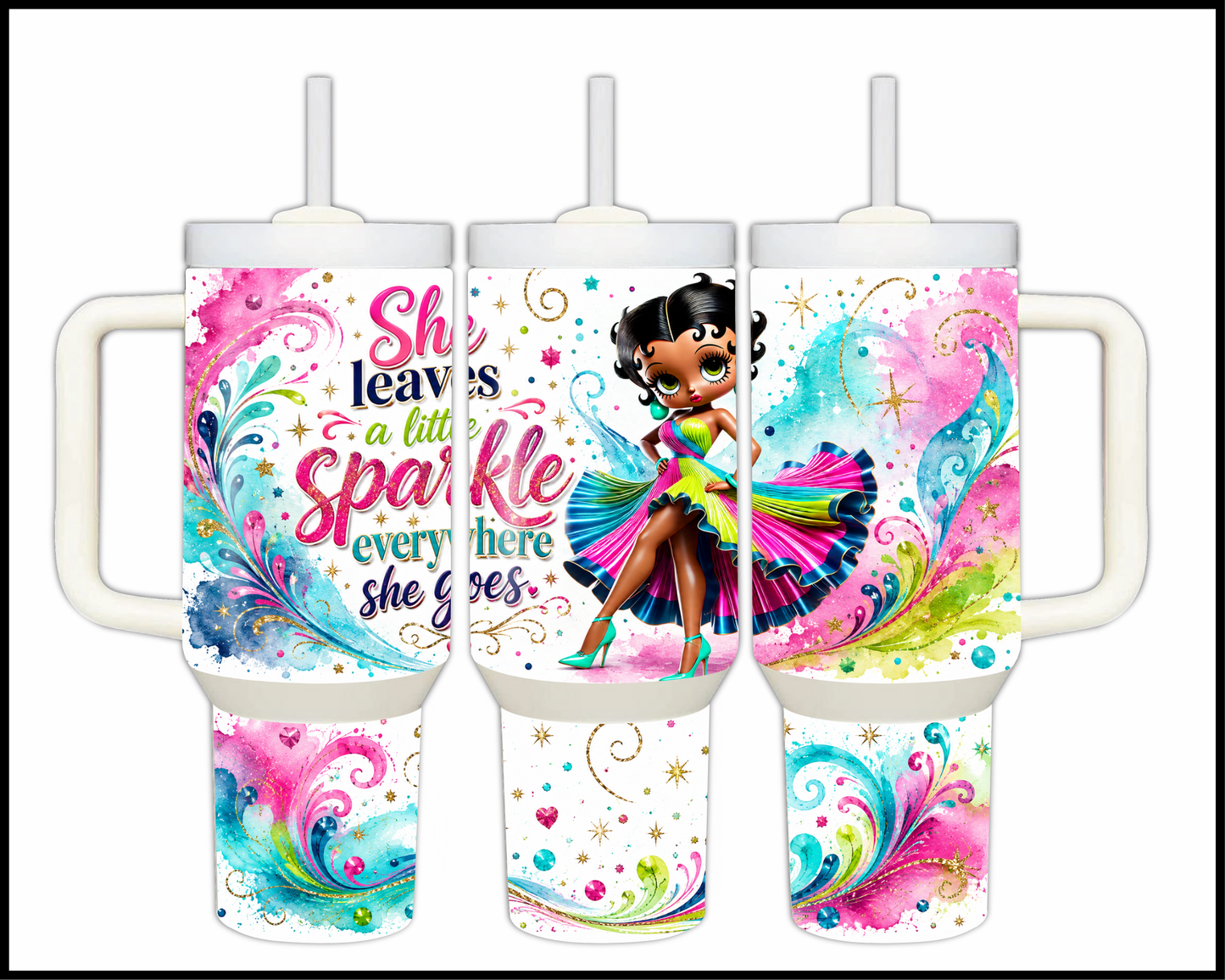 She Leaves A Little Sparkle Everywhere She Goes Big Guzzler Stainless Steel Tumbler (1063)