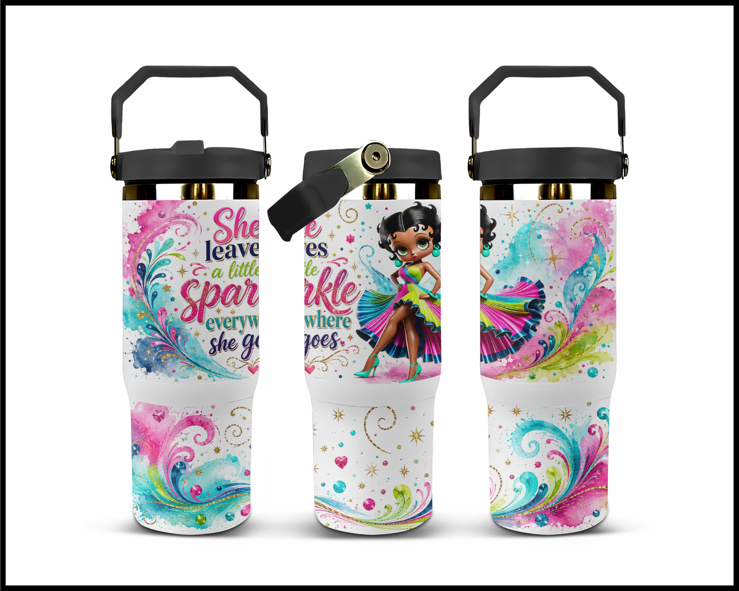 She Leaves A Little Sparkle Everywhere She Goes Big Guzzler Stainless Steel Tumbler (1063)