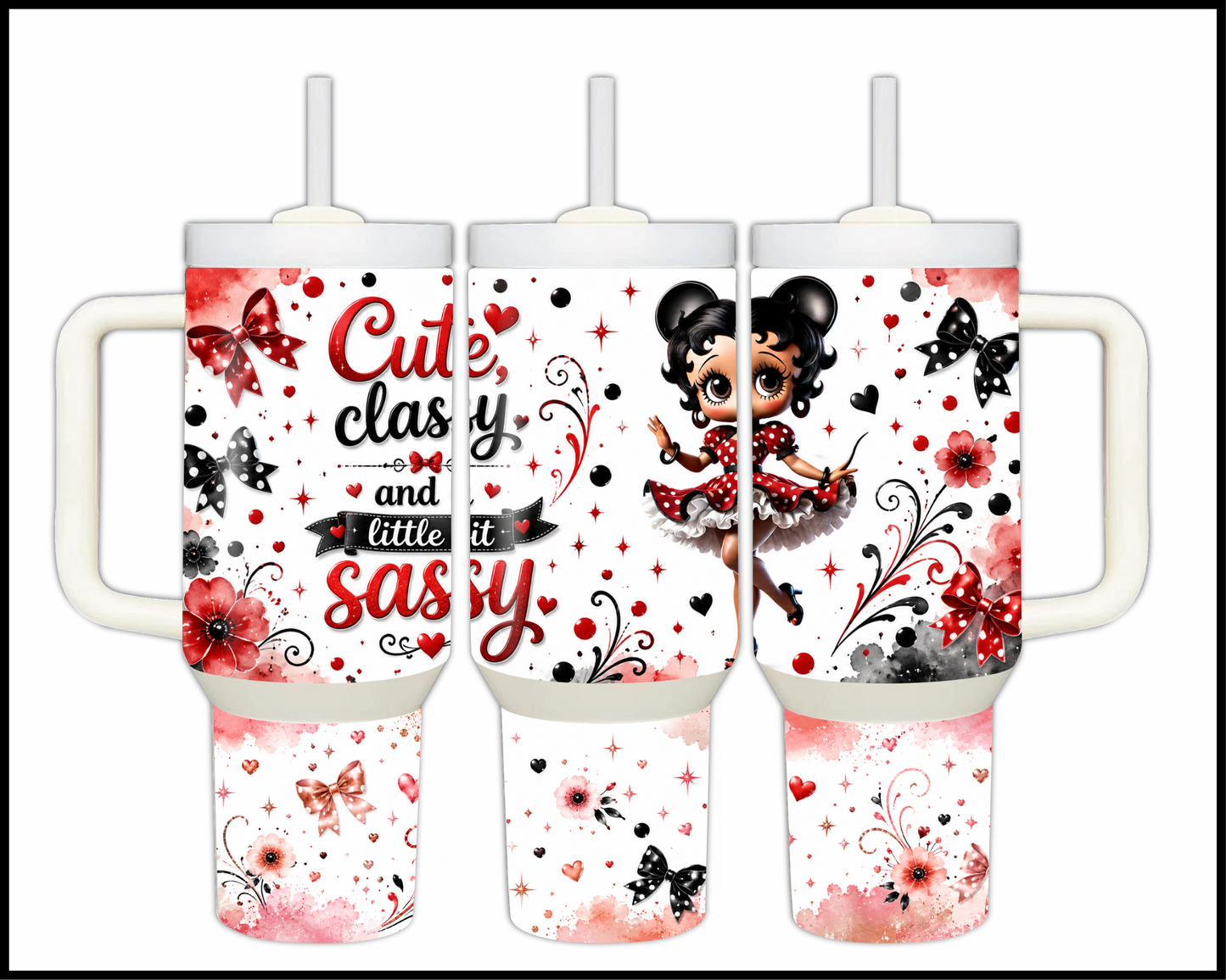Cute, Classy & A Little Bit Sassy Big Guzzler Stainless Steel Tumbler (1067)