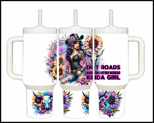 Dirt Roads & Country Music Stainless Steel Big Guzzler (107)