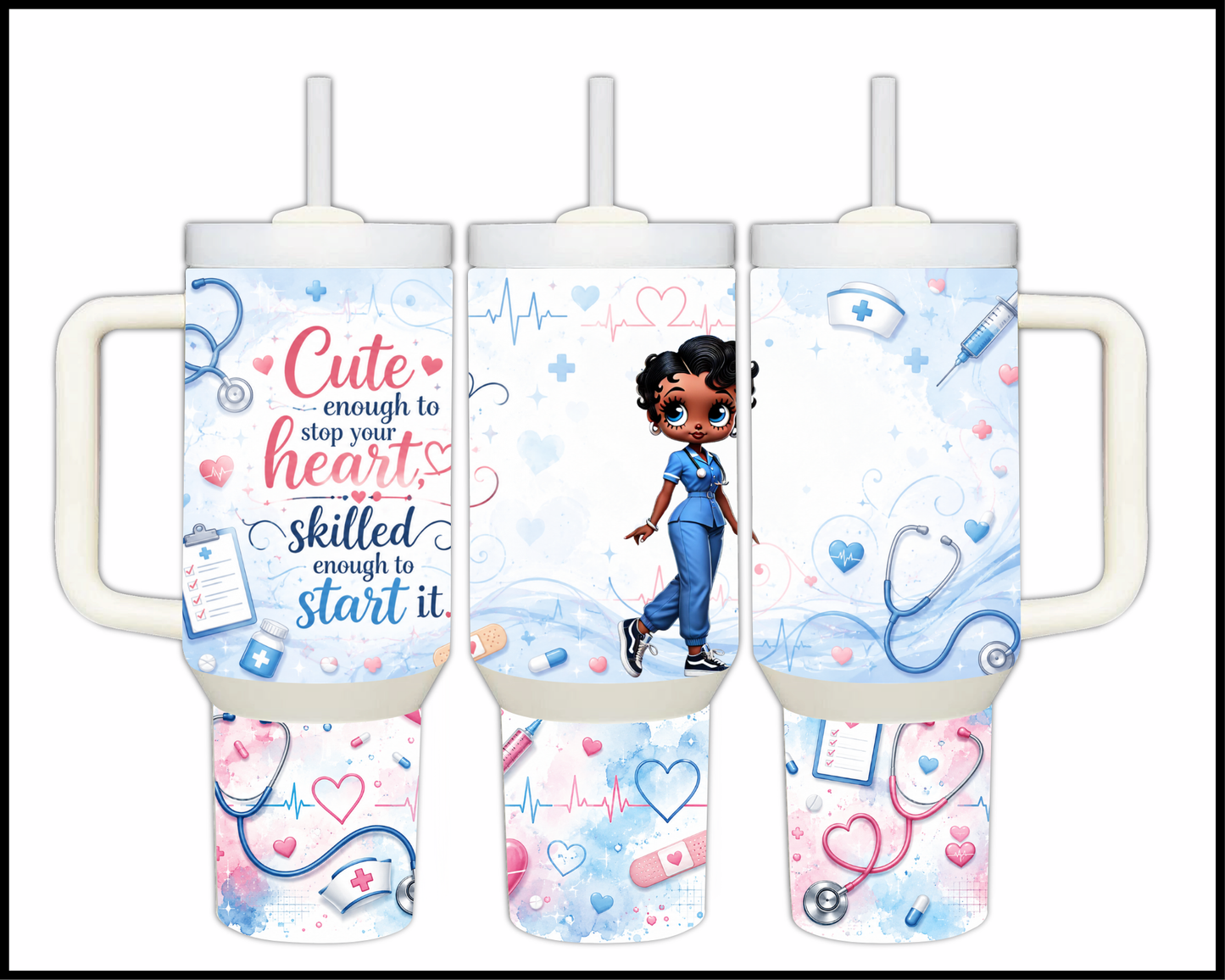Cute Enough To Stop Your Heart, Skilled Enough To Start It Big Guzzler Stainless Steel Tumbler (1074)