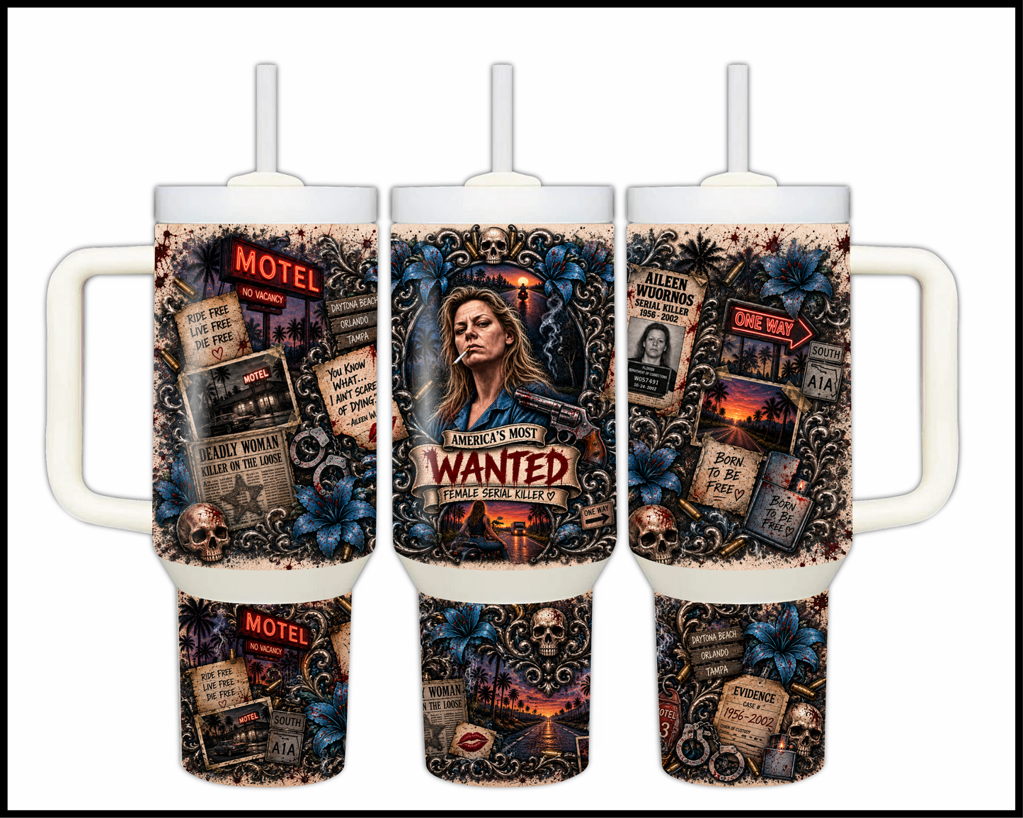 Sinister Sips - Aileen Wuornos (The Hooker From HelL) Big Guzzler Stainless Steel Tumbler (1097)