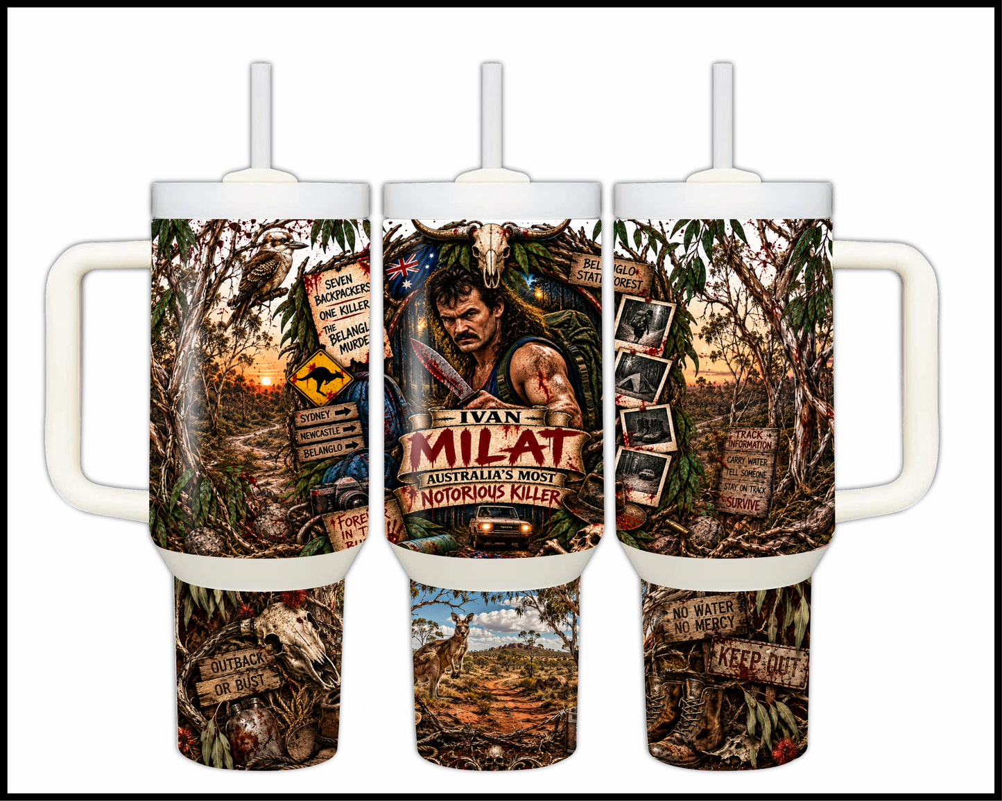 Sinister Sips - Ivan Milat (The Backpacker Killer) Big Guzzler Stainless Steel Tumbler (1101)