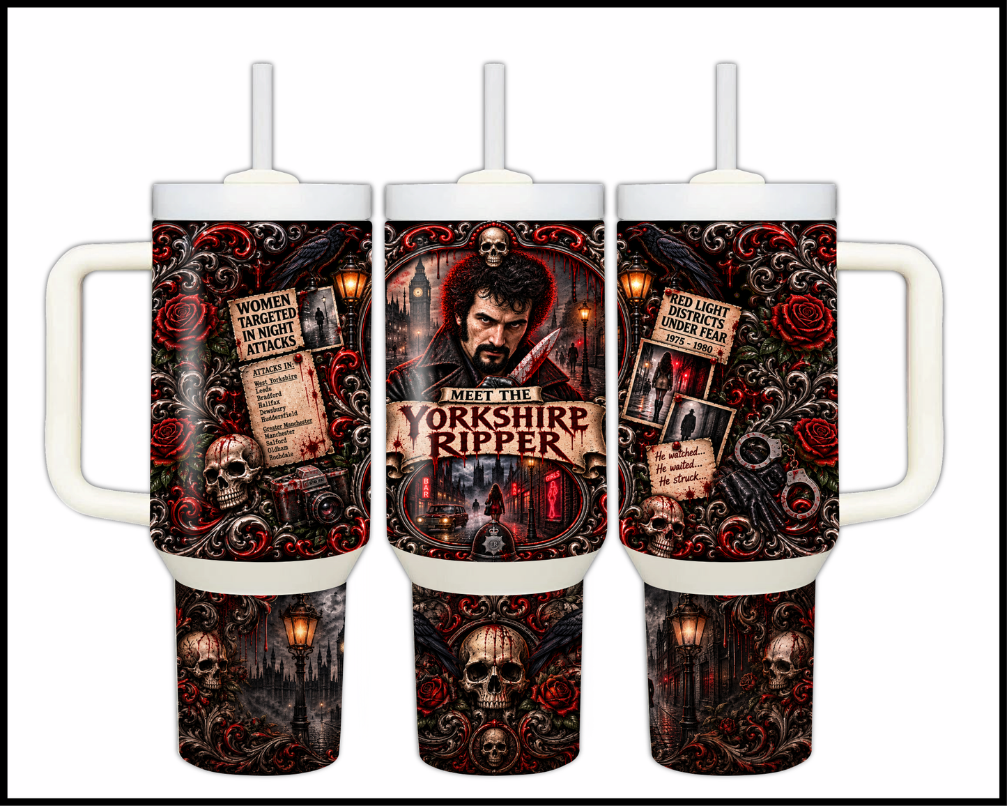 Sinister Sips - Peter Sutcliffe (The Yorkshire Ripper) Big Guzzler Stainless Steel Tumbler (1103)