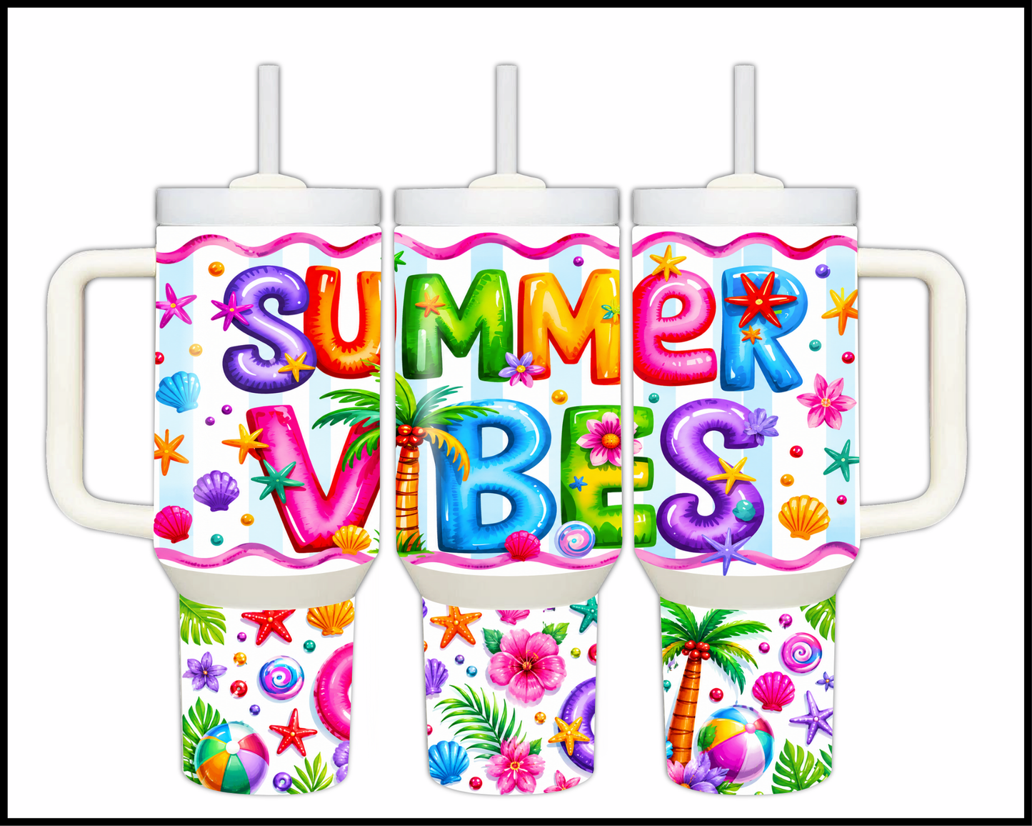 Summer Vibes Big Guzzler Stainless Steel Tumbler (1106)
