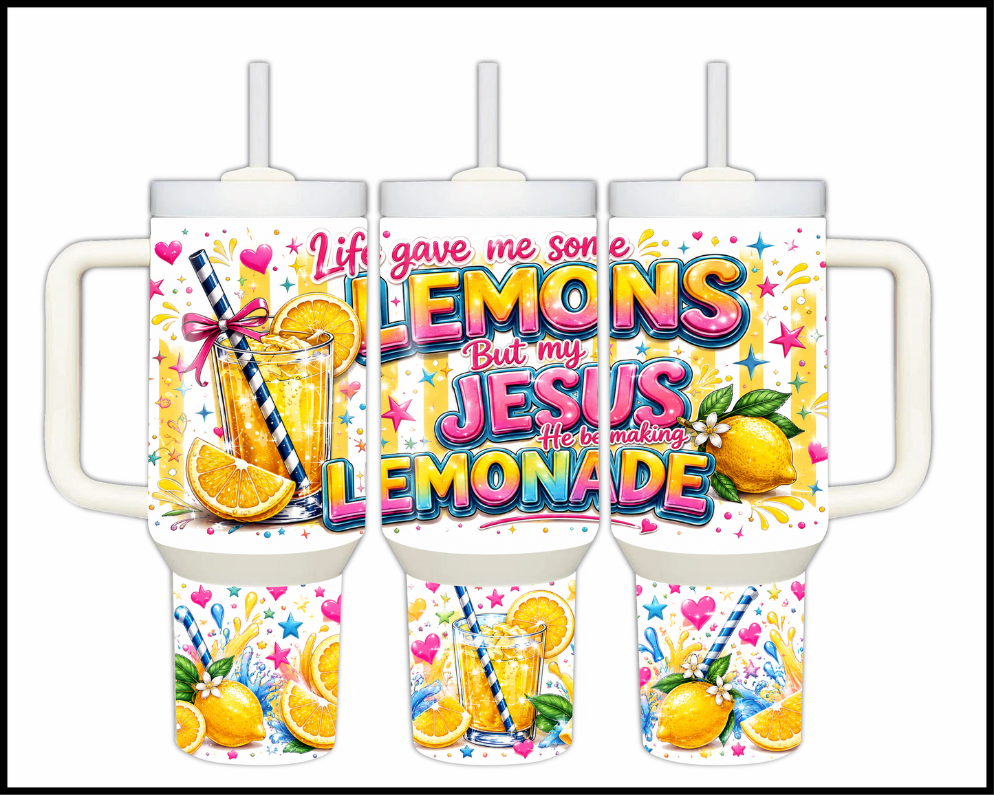 Life Gave Me Lemons But Jesus Made Lemonade Big Guzzler Stainless Steel Tumbler (1109)
