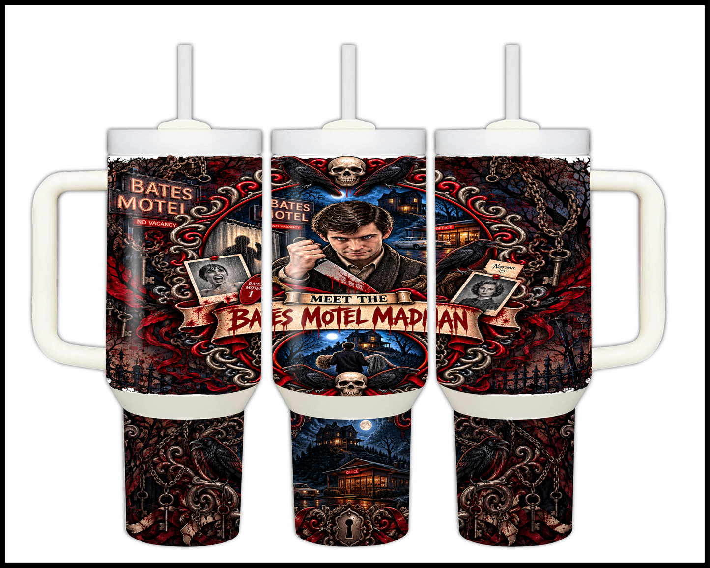 Sinister Sips - Norman Bates (Bates Motel Madman) Big Guzzler Stainless Steel Tumbler (1117)