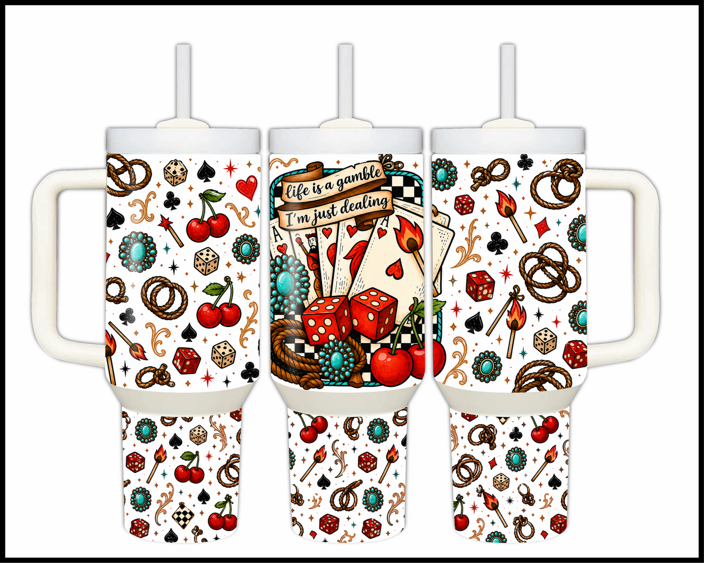 Life Is A Gamble, I'm Just Dealin Big Guzzler Stainless Steel Tumbler (1194)