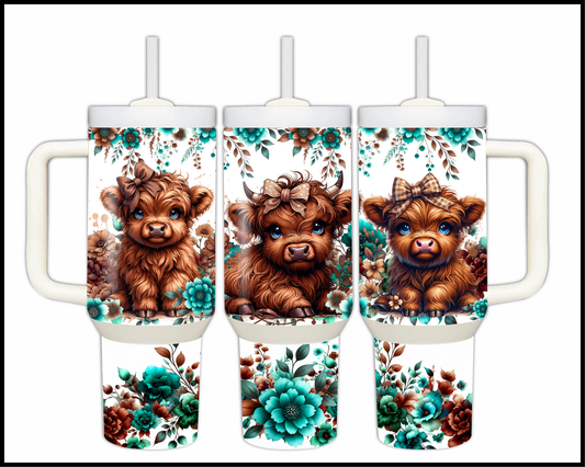 Dreamy Turquoise Pasture Bovine Stainless Steel Big Guzzler (126)