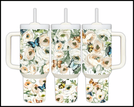 Enchanted Ivory Meadow Stainless Steel Big Guzzler (138)