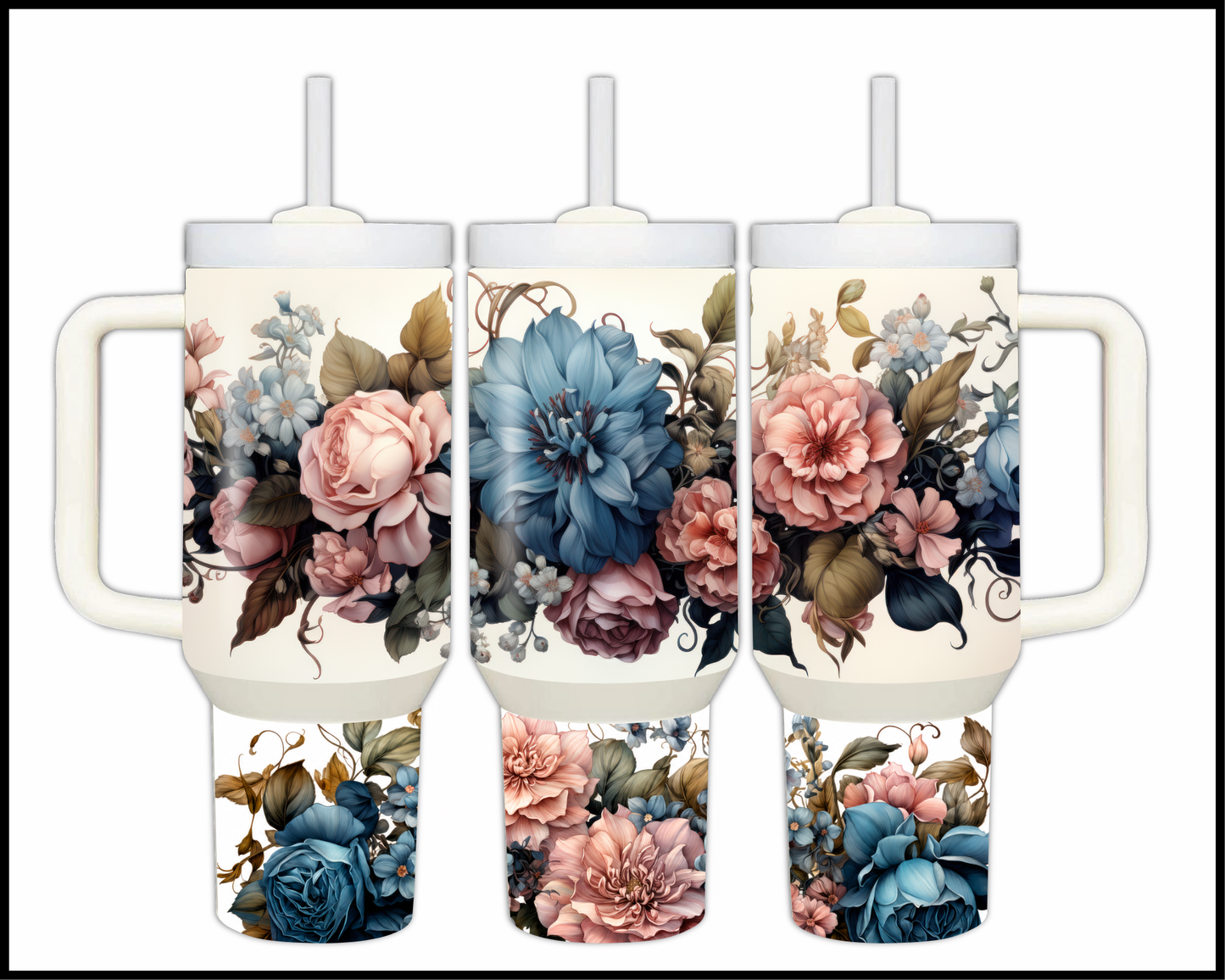 Boho Antique Botanical Stainless Steel Big 40oz Tumbler (139)