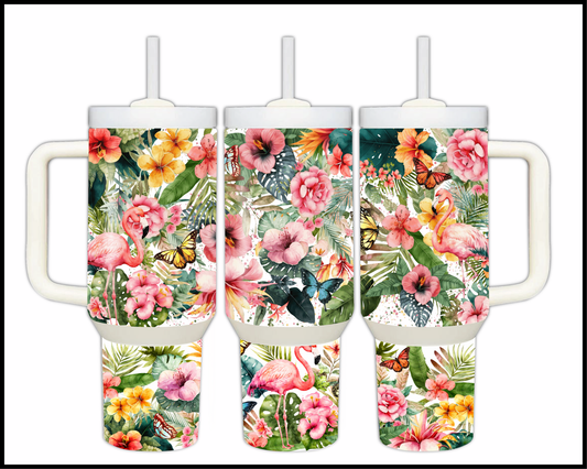 Whimsical Flamingo Paradise Stainless Steel Big Guzzler (148)
