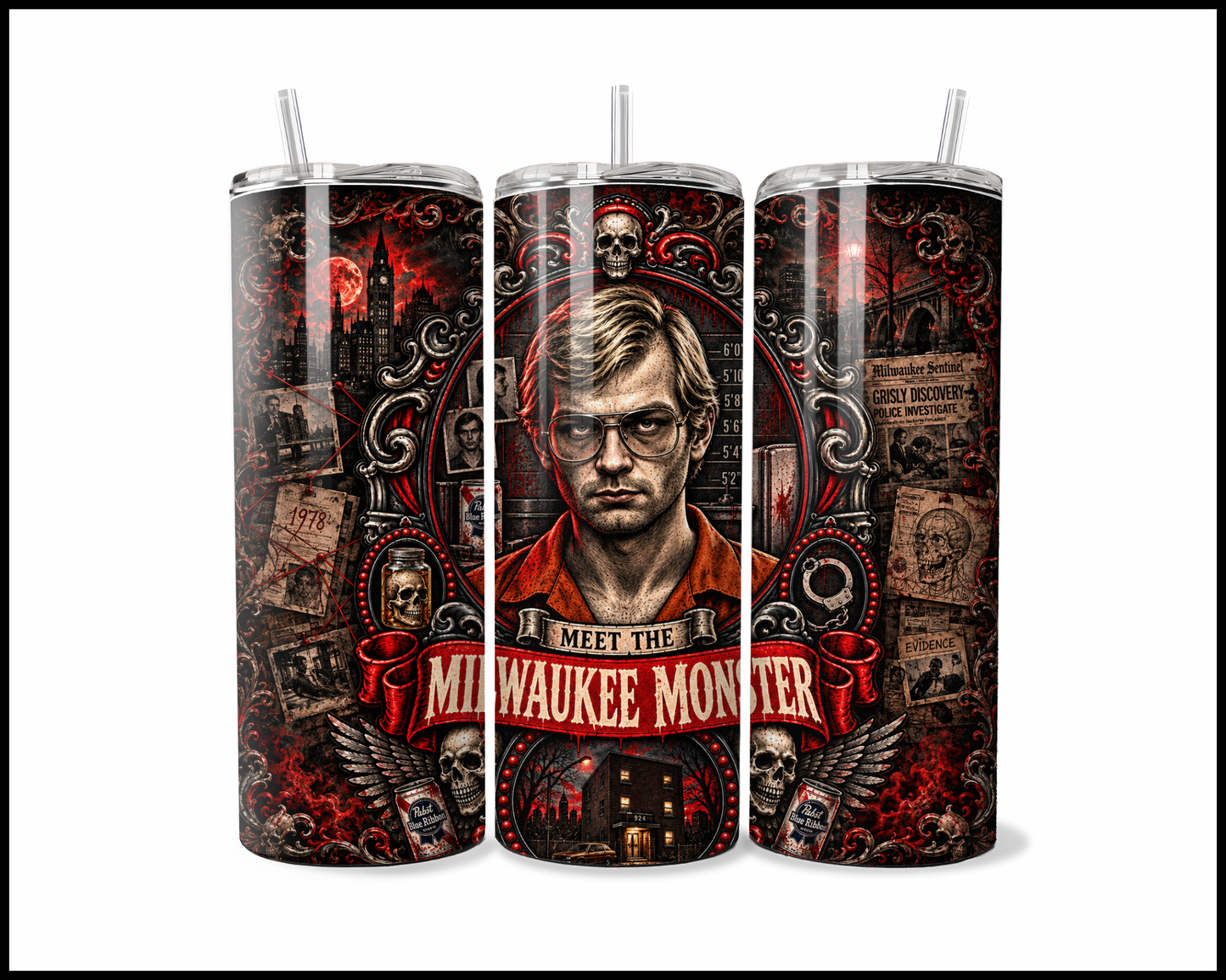 Sinister Sips - Jeffrey Dahmer (The Milwaukee Monster) Stainless Steel Tumbler (5630)
