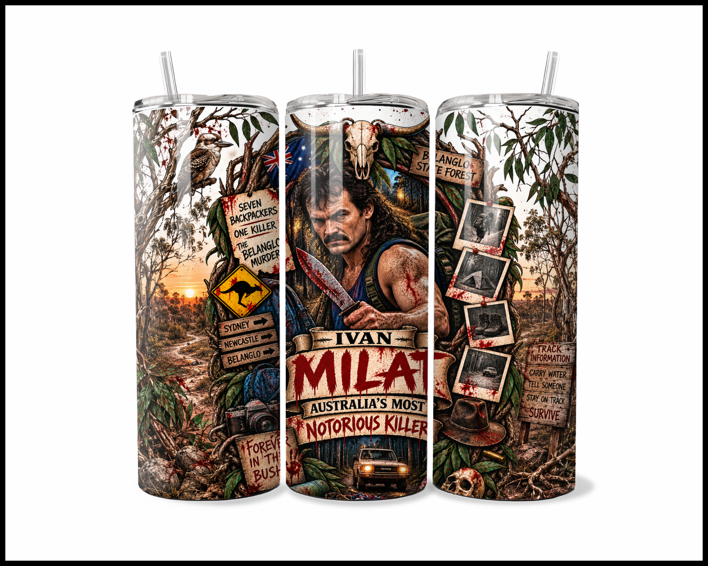 Sinister Sips - Ivan Milat (The Backpacker Killer) Stainless Steel Tumbler (5636)