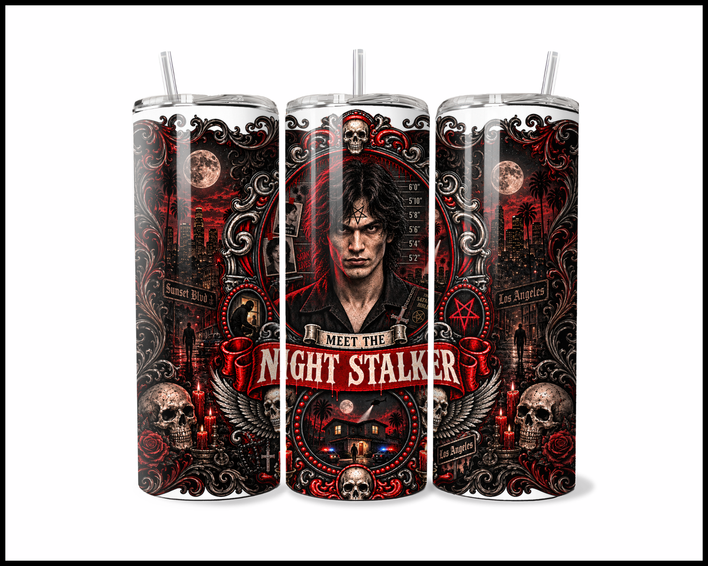 Sinister Sips - Richard Ramirez (The Night Stalker) Stainless Steel Tumbler (5637)