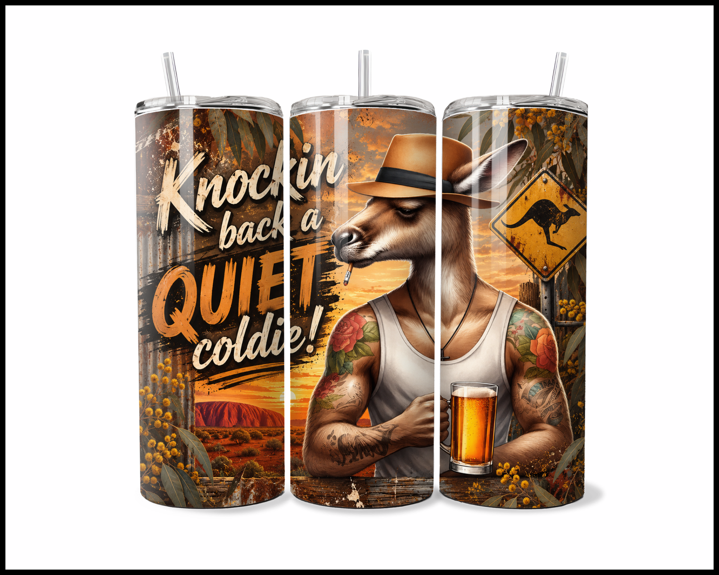 Knockin Back A Quiet Coldie Stainless Steel Tumbler (5664)