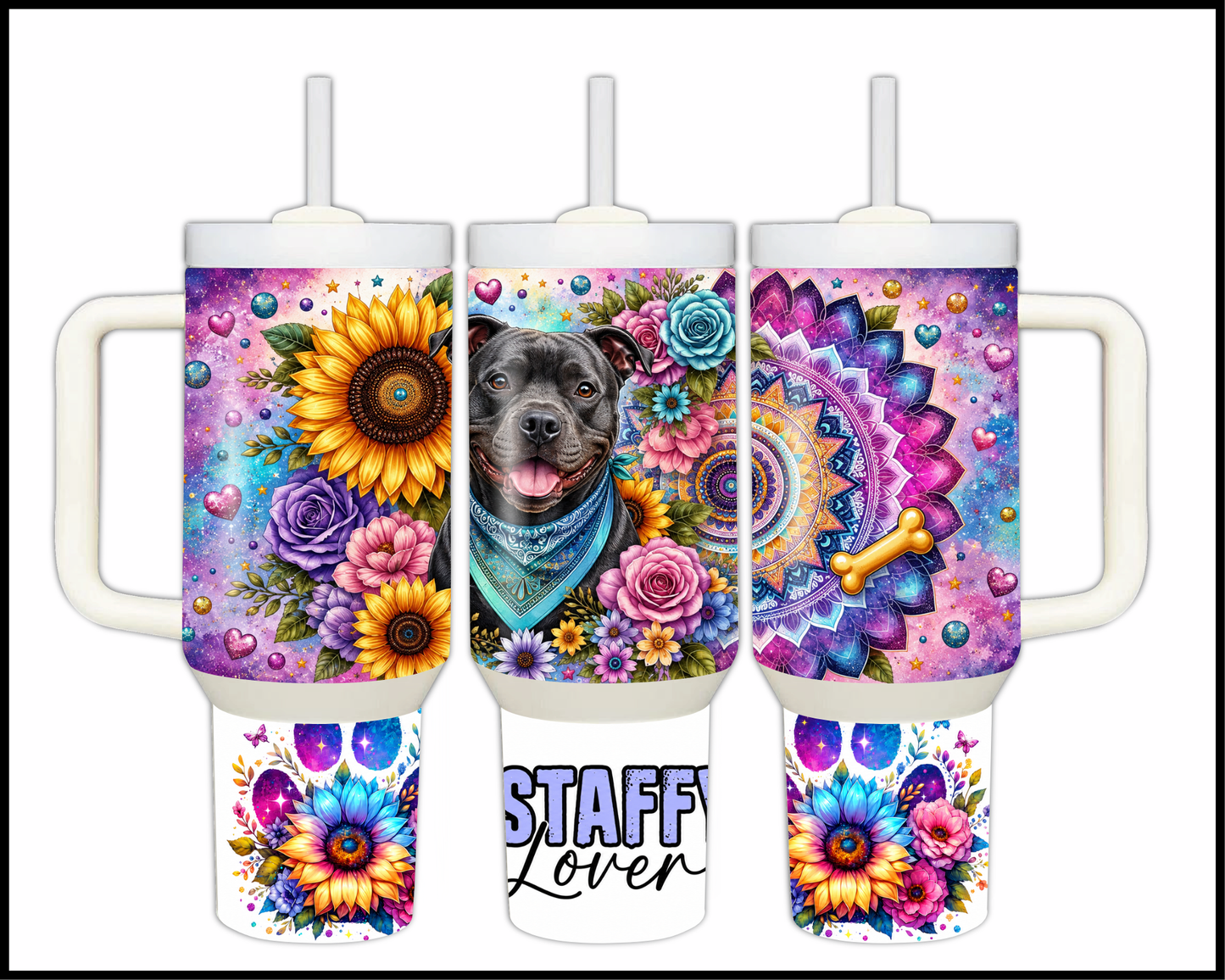 Staffy Lover Stainless Steel Big 40oz Tumbler (972)